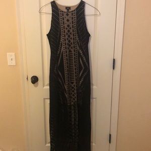 Long Black cutout dress with nude liner